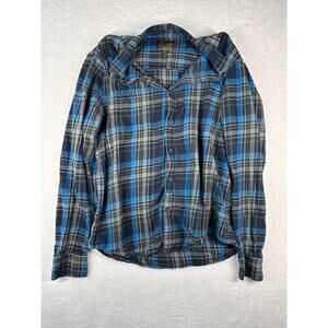 Lucky Brand Long Sleeve Plaid Flannel Shirt Mens Size Large Rugged Y2K Grunge